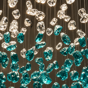 Candelabru LED Cristal OSKEMEN Eleganza, 42W, Lumina Rece/Calda/Neutra, Metal si Sticla, Verde