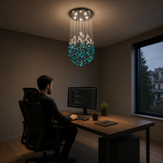 Candelabru LED Cristal OSKEMEN Eleganza, 42W, Lumina Rece/Calda/Neutra, Metal si Sticla, Verde