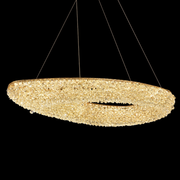 Lampadario Moderno con Cristallo, Telecomando, PRUGU, 65W, Luce Calda/Neutra/Fredda, Lunghezza 35 cm, Oro, Altezza Regolabile