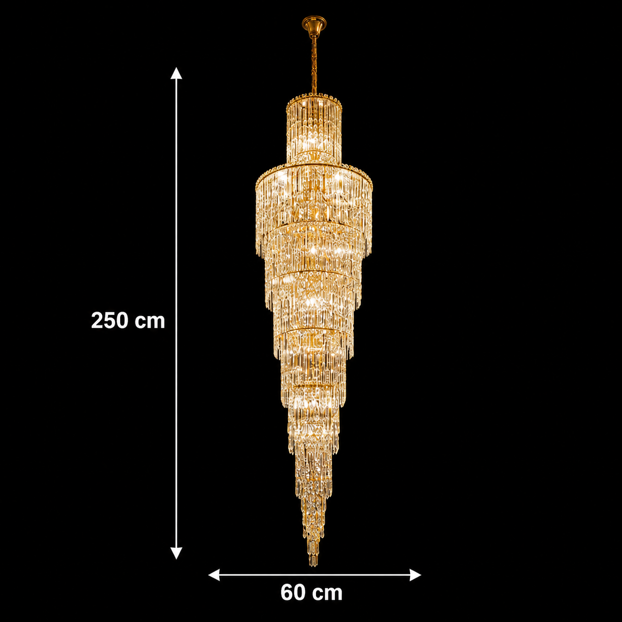 Lampadario in cristallo FALL 27xE14, D60 cm, Oro, Metallo e Cristallo Lampadari in cristallo Titolo predefinito Alessandro Design