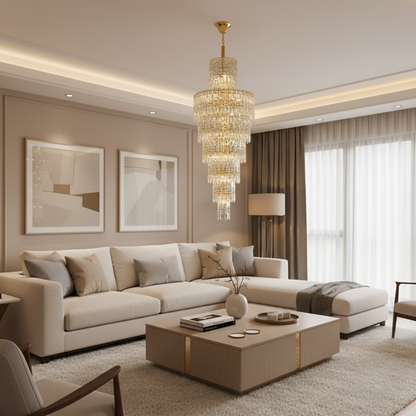 Lampadario in cristallo FALL Regalis, 29xE14, D80 cm, oro, metallo e cristallo