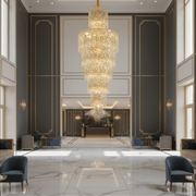 Lampadario in cristallo FALL Regalis, 29xE14, D80 cm, oro, metallo e cristallo
