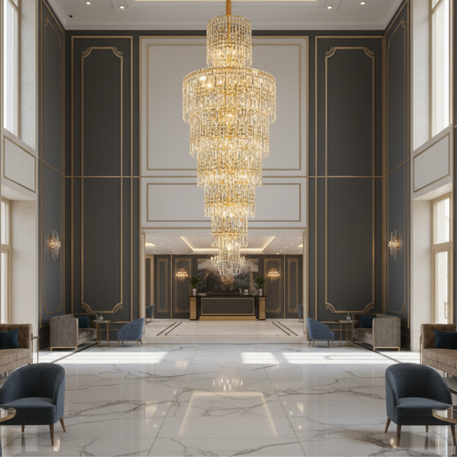 Lampadario in cristallo FALL Regalis, 29xE14, D80 cm, oro, metallo e cristallo