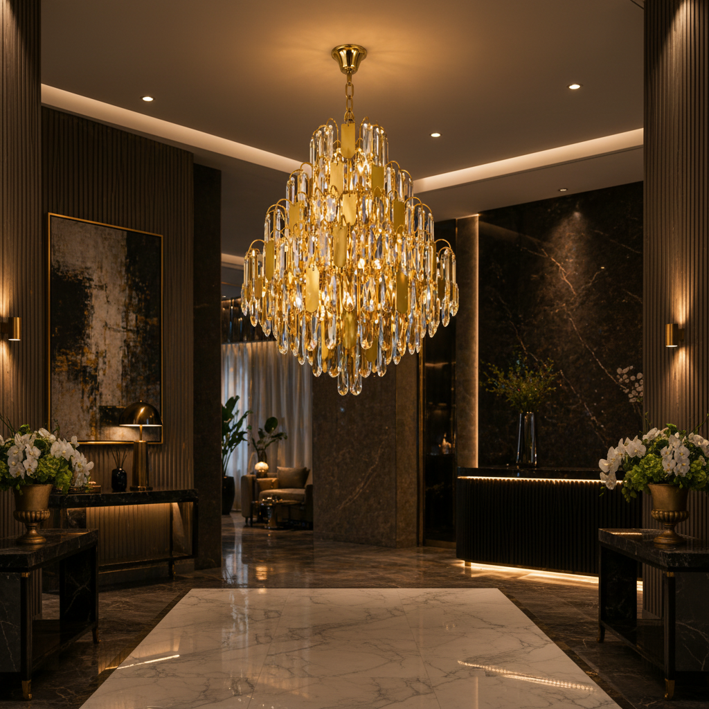 Lampadario in Cristallo TIER Magno 13xE14, D60 cm, Oro, Altezza Regolabile, Metallo e Cristallo Lampadari in Cristallo Titolo predefinito Alessandro Design
