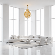 Lampadario TIER Magno Cristallo 13xE14, D60 cm, Oro, Altezza Regolabile, Metallo e Cristallo