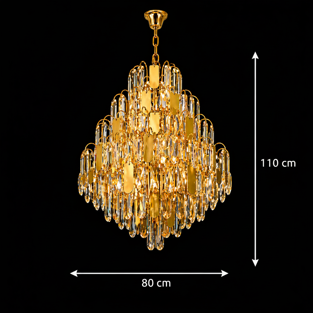 Lampadario in Cristallo TIER Regalis 21xE14, D80 cm, Oro, Altezza Regolabile, Metallo e Cristallo Lampadari in Cristallo Titolo predefinito Alessandro Design