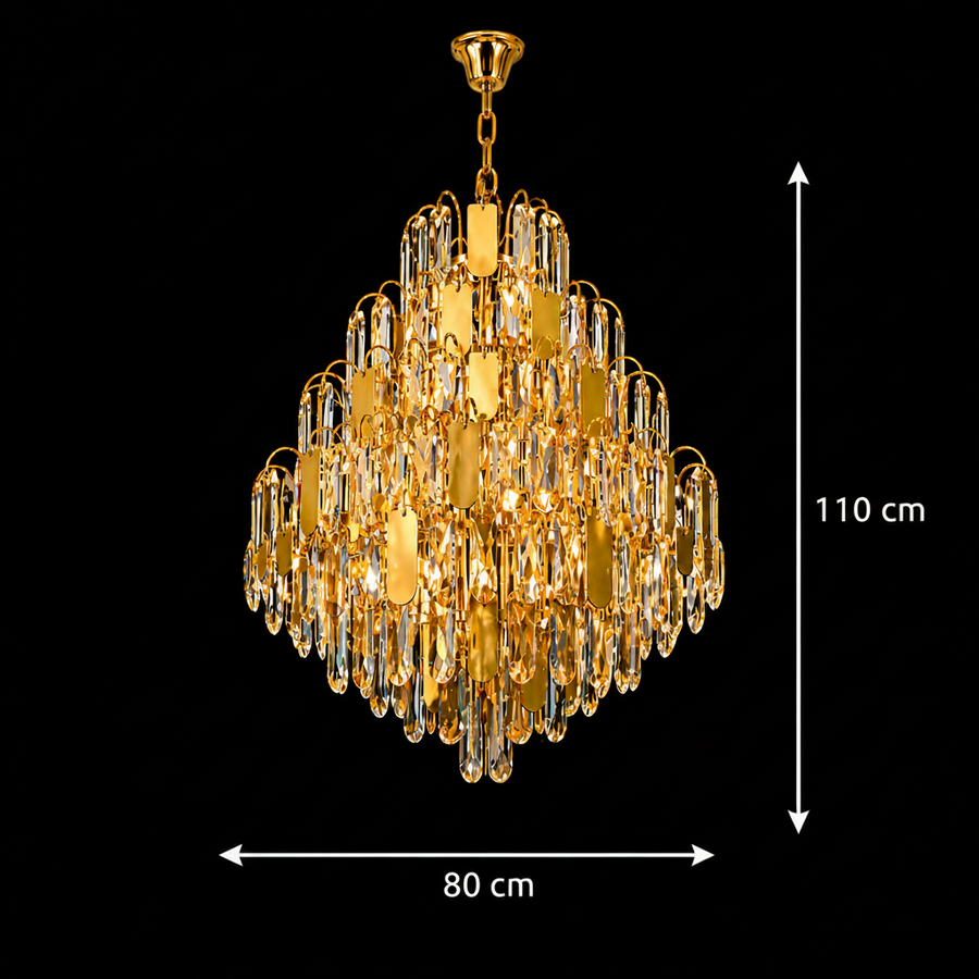 Lampadario in Cristallo TIER Regalis 21xE14, D80 cm, Oro, Altezza Regolabile, Metallo e Cristallo Lampadari in Cristallo Titolo predefinito Alessandro Design