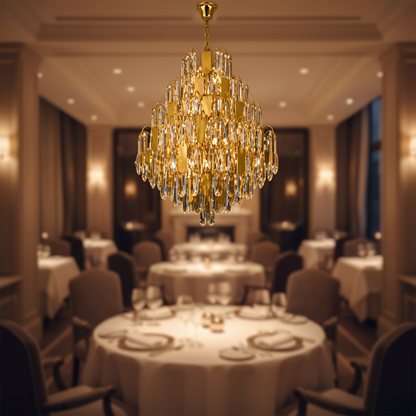 Lampadario in Cristallo TIER Regalis 21xE14, D80 cm, Oro, Altezza Regolabile, Metallo e Cristallo Lampadari in Cristallo Titolo predefinito Alessandro Design