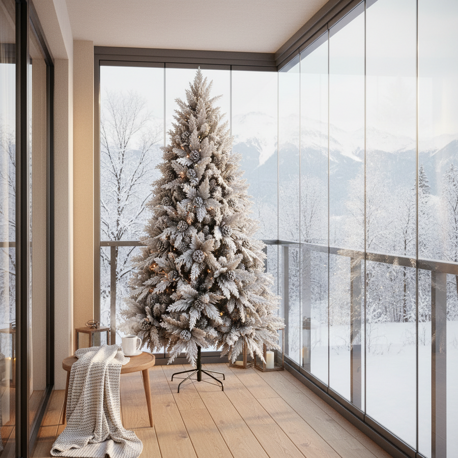 GLEIS Abete Artificiale, 210 cm, 1200 punte, Supporto in Metallo, Verde