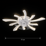 VIRTULA Fan Lampadario LED con Telecomando, 29W, D77cm, Luce Fredda/Neutra/Calda, Metallo e Plastica, Bianco