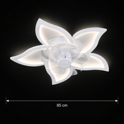 DAFIA Fan Lampadario LED con Telecomando, 49W, D85cm, Luce Fredda/Neutra/Calda, Metallo e Plastica, Bianco