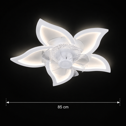 DAFIA Fan Lampadario LED con Telecomando, 49W, D85cm, Luce Fredda/Neutra/Calda, Metallo e Plastica, Bianco