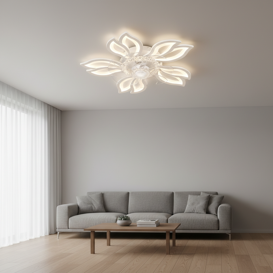 Lampadario LED ANEMO Fan con telecomando, 30W, D61cm, luce fredda/neutra/calda, metallo e plastica, bianco