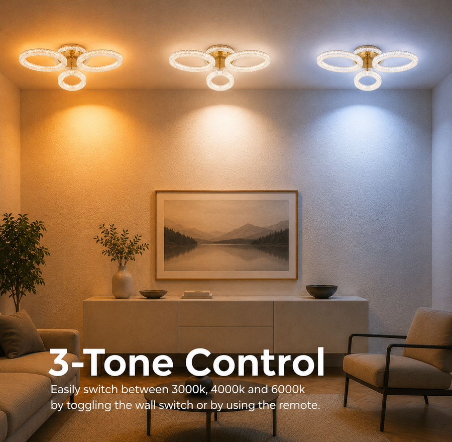Lustra LED cu telecomanda VEYRO, 39W, Lumina Rece/Calda/Neutra, Dimabila, Auriu