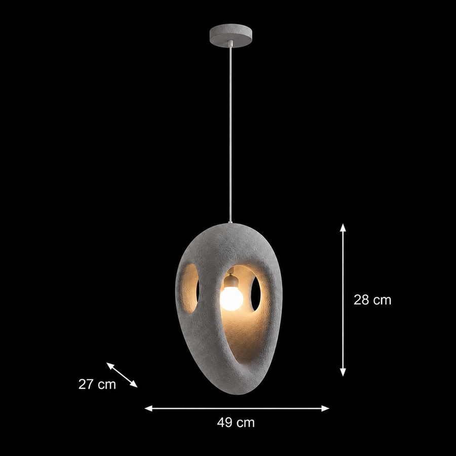 Lampadario moderno EON Elegance, 49 cm, sospeso, 1 X E27, grigio, metallo e schiuma, altezza regolabile