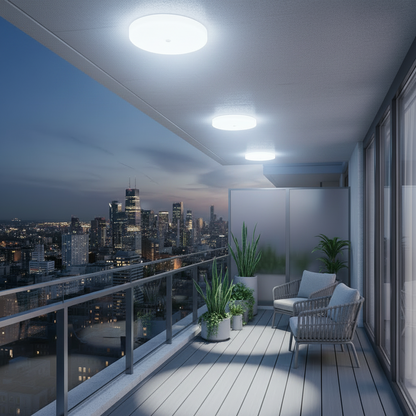 Plafoniera LED PL8001, D22cm, IP44, 8W, Luce Fredda 6000k, Plastica, Bianco