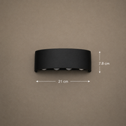 Applique LED per esterni Ellis, 8W, 8 Sorgenti Luminose, Luce Calda, Nero