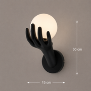Lampada da parete decorativa MANO, 15x30cm, 1xE27, Vetro e Resina, Nero