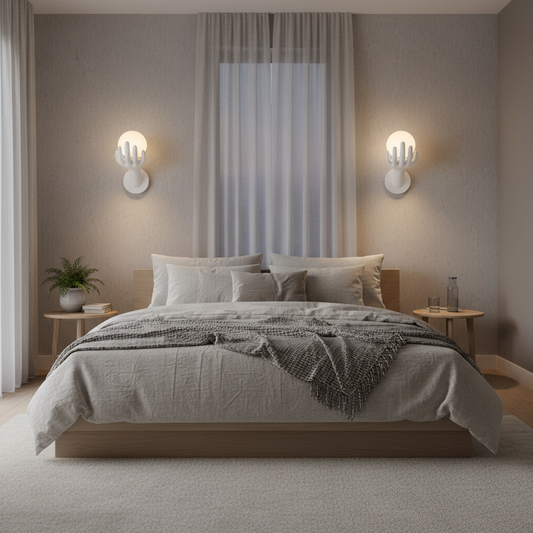 Lampada decorativa da parete a LED MANO, 15x30cm, 1xE27, Vetro e Resina, Bianco