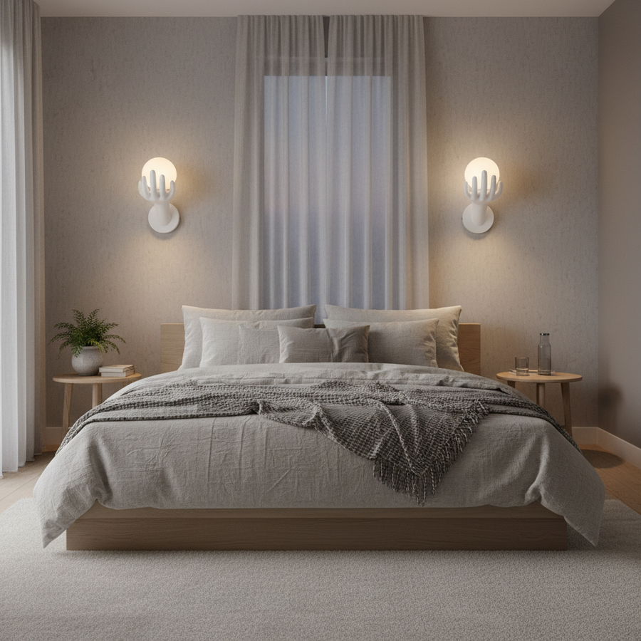 Lampada decorativa da parete a LED MANO, 15x30cm, 1xE27, Vetro e Resina, Bianco