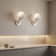 Lampada decorativa da parete a LED MANO, 15x30cm, 1xE27, Vetro e Resina, Bianco