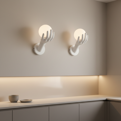 Lampada decorativa da parete a LED MANO, 15x30cm, 1xE27, Vetro e Resina, Bianco