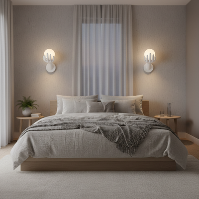 Lampada decorativa da parete a LED MANO, 15x30cm, 1xE27, Vetro e Resina, Bianco