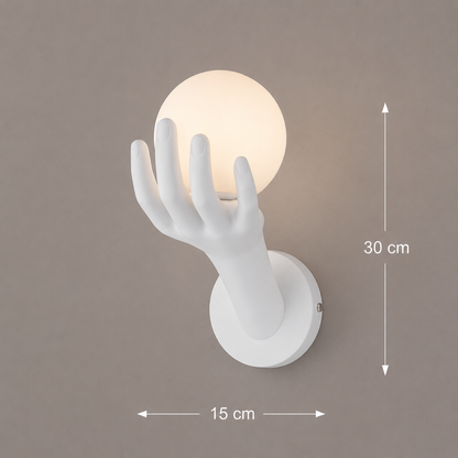 Lampada decorativa da parete a LED MANO, 15x30cm, 1xE27, Vetro e Resina, Bianco