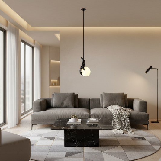 Lampadario MANOS, 13x120 cm, 1xE27, vetro e resina, nero