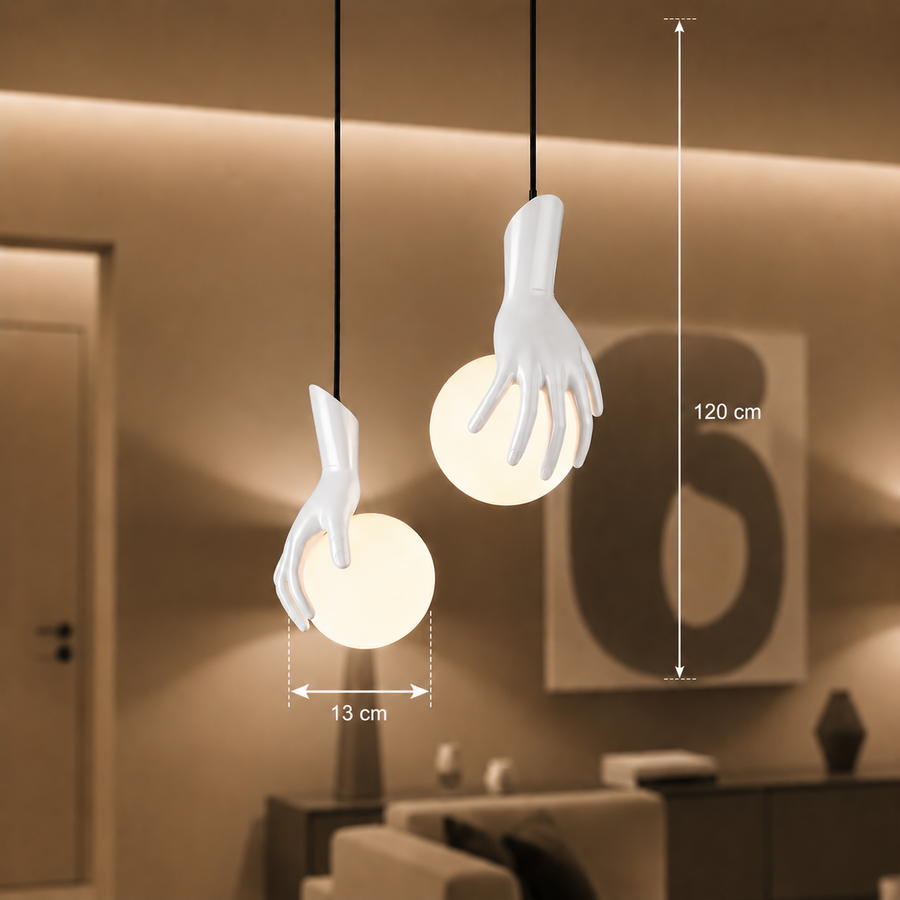 Lampada da parete decorativa MANO, 15x30cm, 1xE27, Vetro e Resina, Bianco