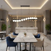 Lampadario a sospensione LINEO Grande, D120cm, 12x G9, Oro, Metallo e Vetro