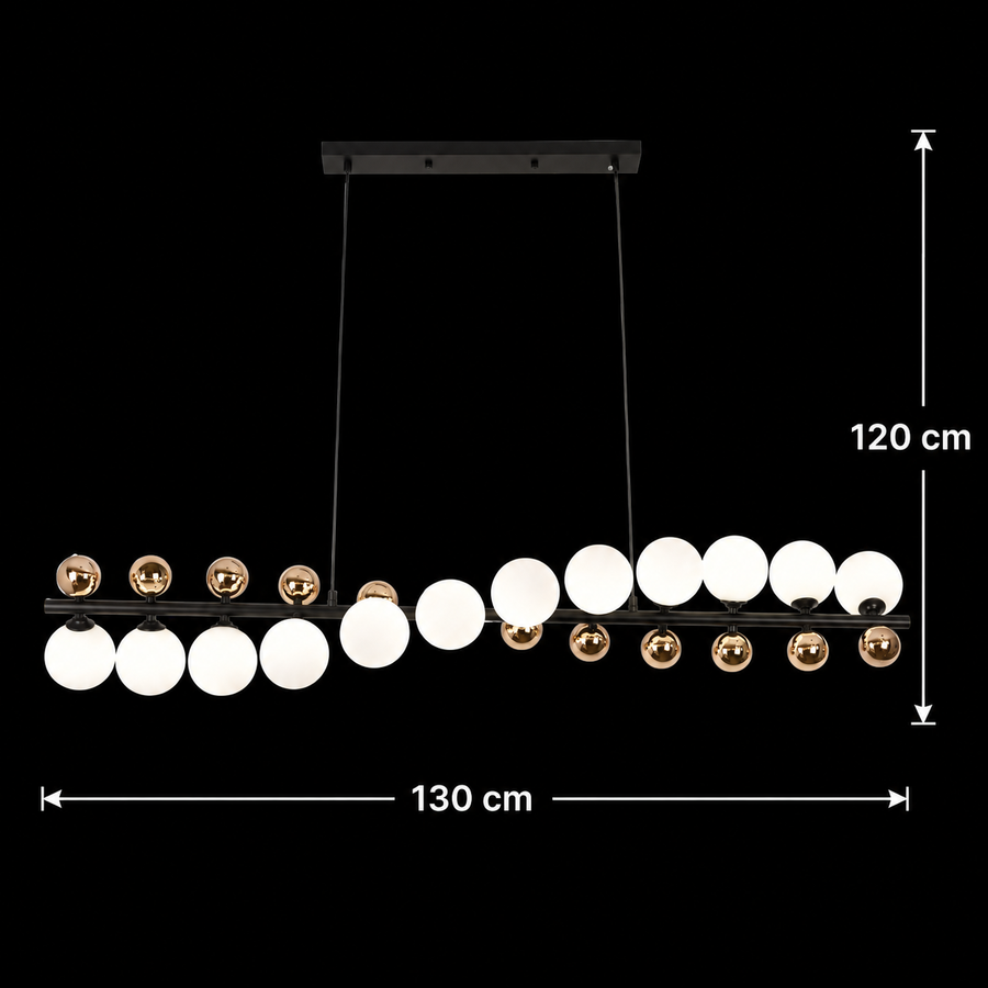 Lampadario a sospensione LINEO Grande, D120cm, 12x G9, Oro, Metallo e Vetro