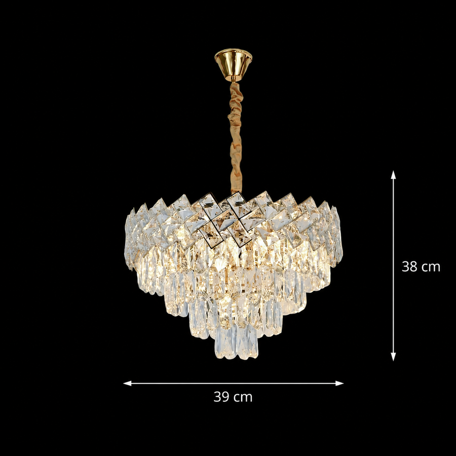 Lampadario in Cristallo WINDSOR Nobile 5xE14, Diametro 39cm, Oro Lucido, Altezza Regolabile Lampadari in Cristallo Titolo predefinito Alessandro Design