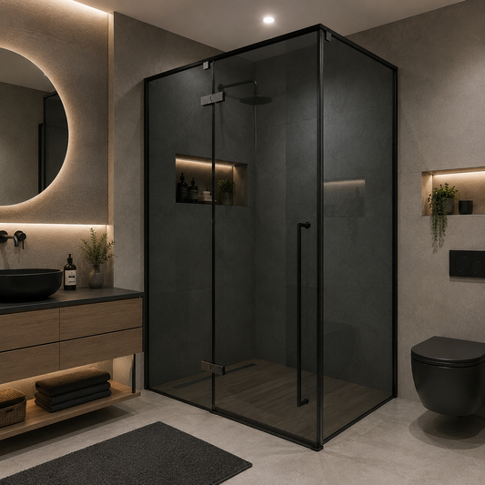 Parete doccia walk-in 80x100x195 cm, Vetro di sicurezza 8 mm, Profilo metallico resistente, Grigio