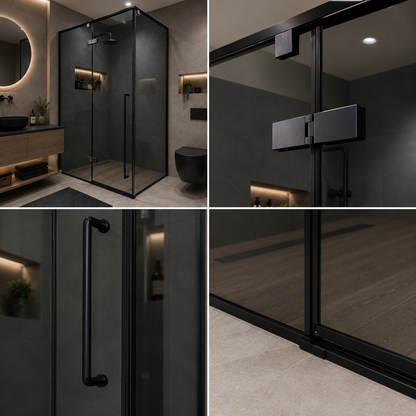 Parete doccia walk-in 90x90x195 cm, Vetro di sicurezza 8 mm, Profilo metallico resistente, Grigio