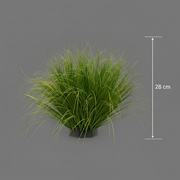 Pianta artificiale a cespuglio di erba di cipolla con foglie curve, 28 cm, verde, senza vaso