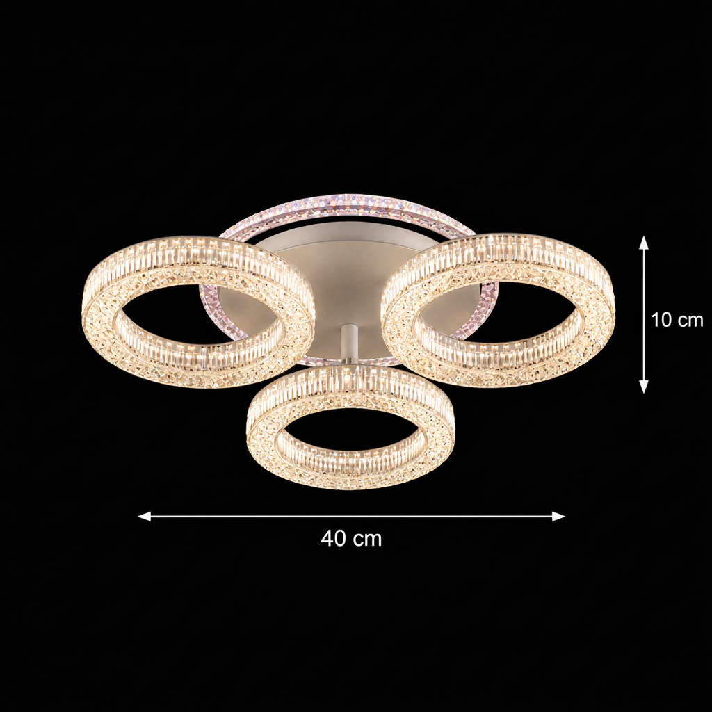 Lampadario LED RONDA Nobile con telecomando 46W, 3 Cerchi, Luce Fredda/Calda/Neutra, Dimmerabile, Lampadario LED Bianco con Telecomando Titolo predefinito Alessandro Design