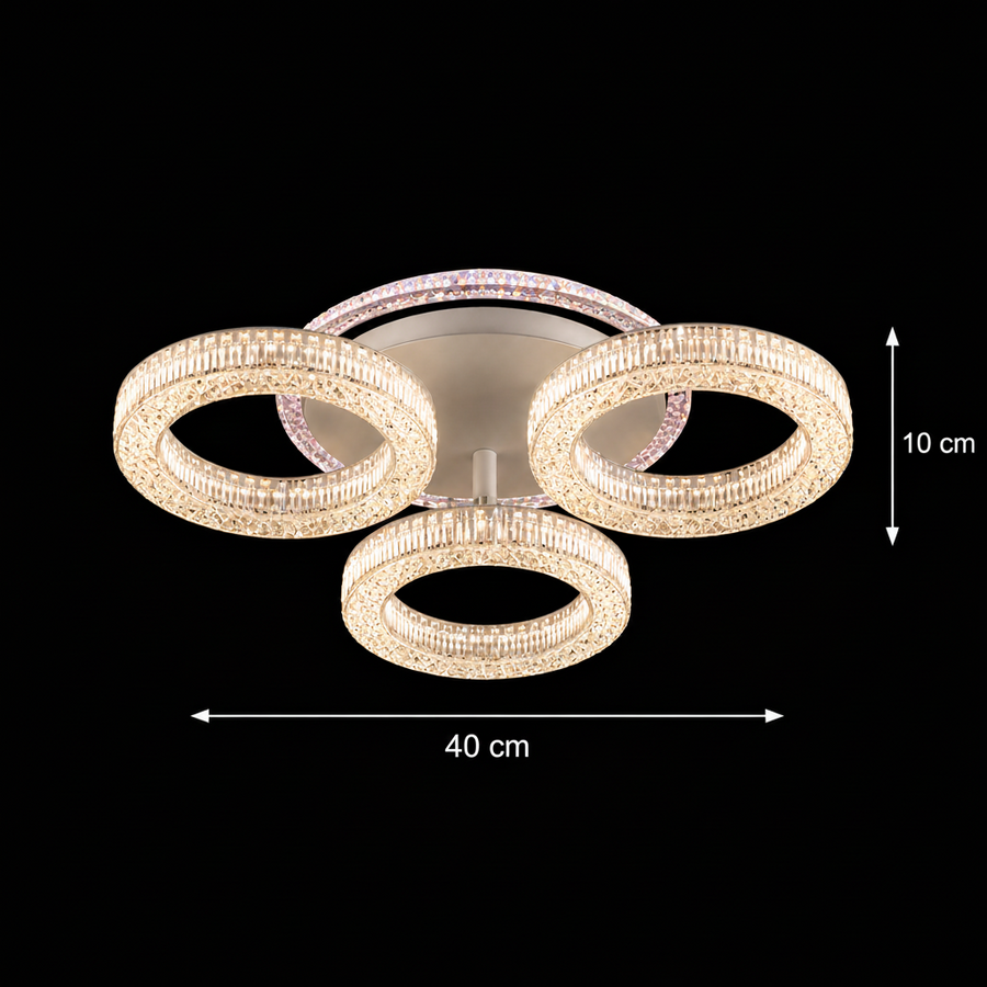 Lampadario LED RONDA Nobile con telecomando 46W, 3 Cerchi, Luce Fredda/Calda/Neutra, Dimmerabile, Lampadario LED Bianco con Telecomando Titolo predefinito Alessandro Design