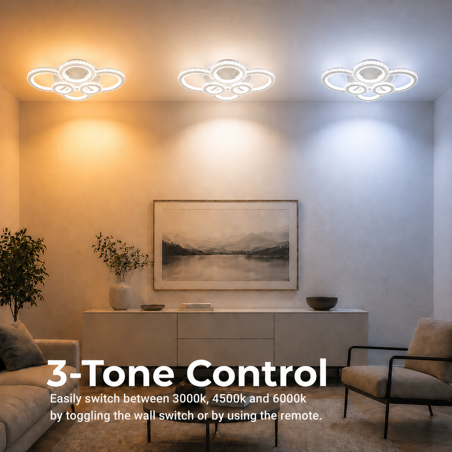 Lampadario LED RONDA Magno con telecomando 78W, 4 Cerchi, Luce Fredda/Calda/Neutra, Dimmerabile, Lampadari LED Bianchi con Telecomando Titolo predefinito Alessandro Design