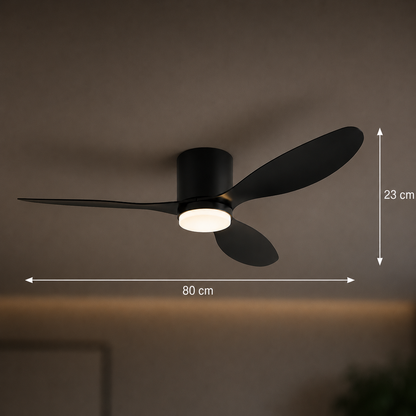 VENTIS Lampadario LED Fan con telecomando, 21 W, D80 cm, Luce fredda/neutra/calda, metallo e plastica, Nero