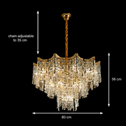 Lampadario Cristallo VETRA Regalis 17xE14, D80 cm, Oro, Altezza Regolabile, Metallo e Cristallo