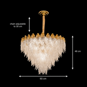 Lampadario Cristallo MURANO Magno 12xE14, D60 cm, Oro, Altezza Regolabile, Metallo e Cristallo