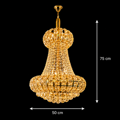 Lampadario in Cristallo CASTRUM Eleganza 9xE14, D50 cm, Oro, Altezza Regolabile, Metallo e Cristallo Lampadari in Cristallo Titolo predefinito Alessandro Design