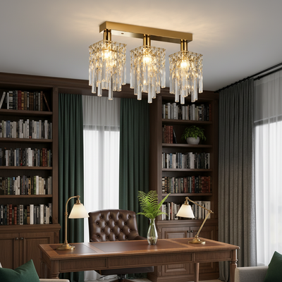 Candelabru Cristal Imperia, 3xE14, 35x6x9, Auriu, Cristal, Metal