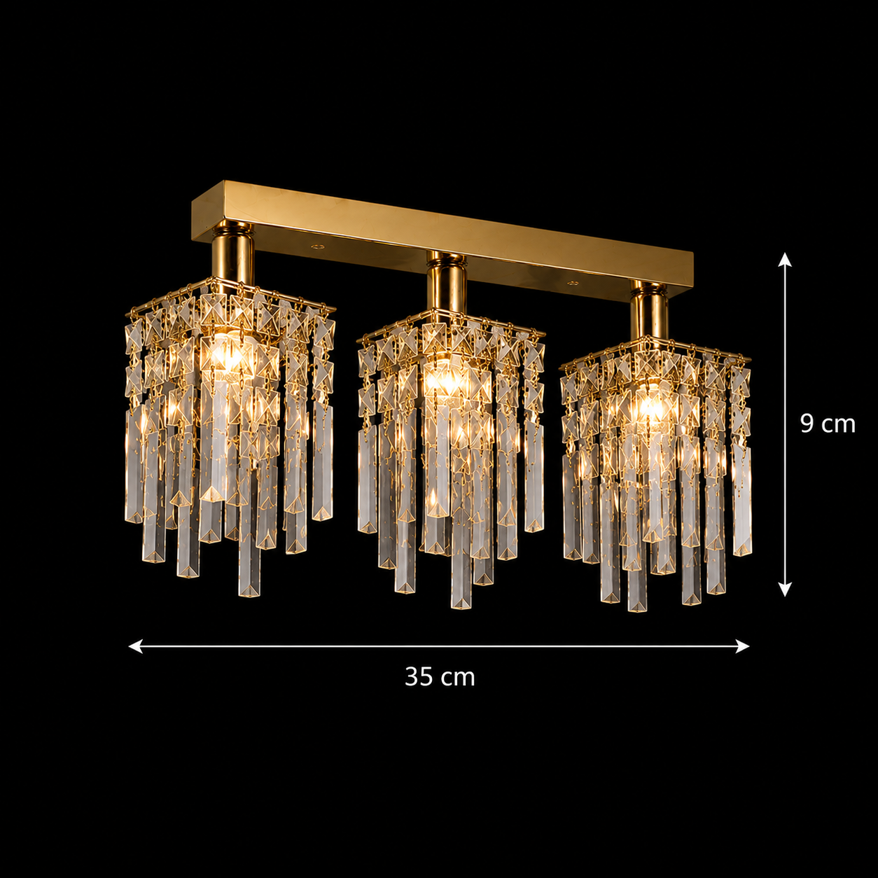 Candelabro di cristallo Imperia, 3xE14, 35x6x9, Oro, Cristallo, Metallo Candelabro di cristallo Titolo predefinito Alessandro Design