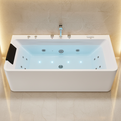 Vasca Idromassaggio, Rettangolare, Acrilico, Bianco, 170×75×60 cm Vasche da Bagno Freestanding Titolo predefinito Alessandro Design
