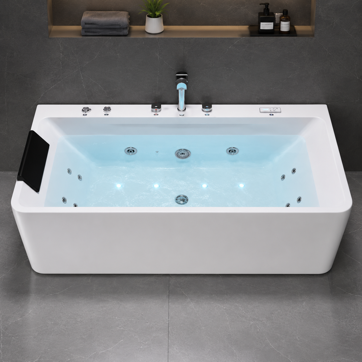 Vasca Idromassaggio, Rettangolare, Acrilico, Bianco, 170×75×60 cm Vasche da Bagno Freestanding Titolo predefinito Alessandro Design
