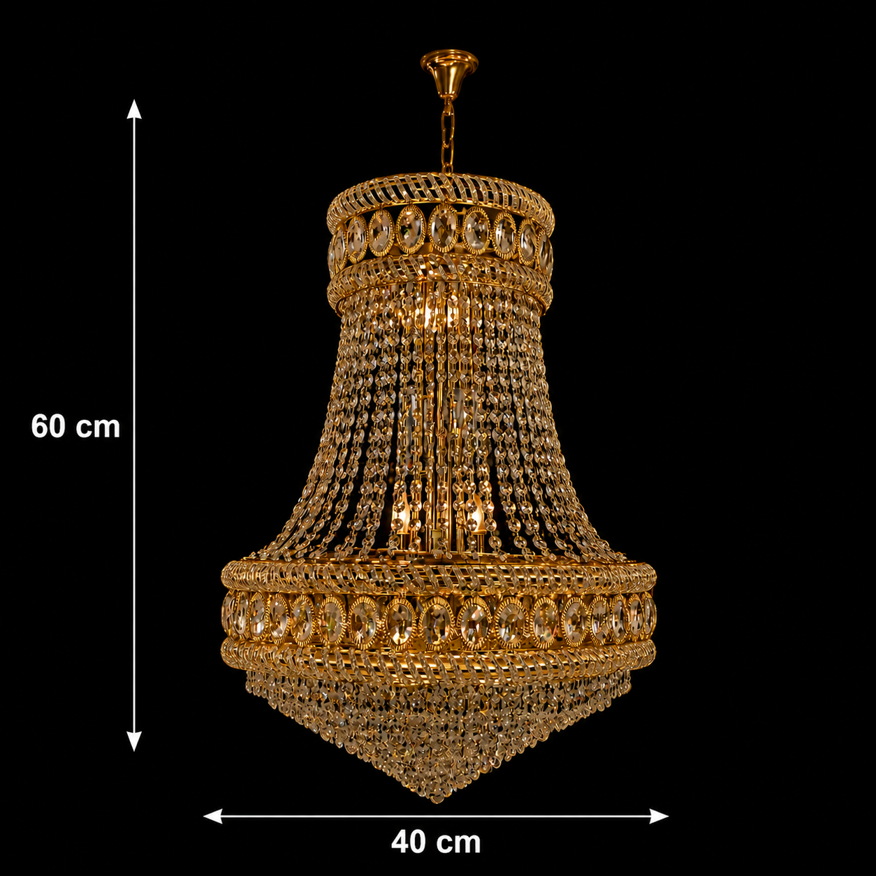 Lampadario in Cristallo EMPIRE Nobile 6xE14, D40 cm, Oro, Altezza Regolabile, Metallo e Cristallo Lampadari in Cristallo Titolo predefinito Alessandro Design