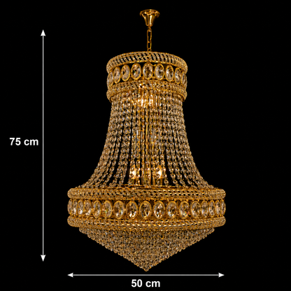 Lampadario in Cristallo EMPIRE Eleganza 10xE14, D50 cm, Oro, Altezza Regolabile, Metallo e Cristallo Lampadari in Cristallo Titolo predefinito Alessandro Design