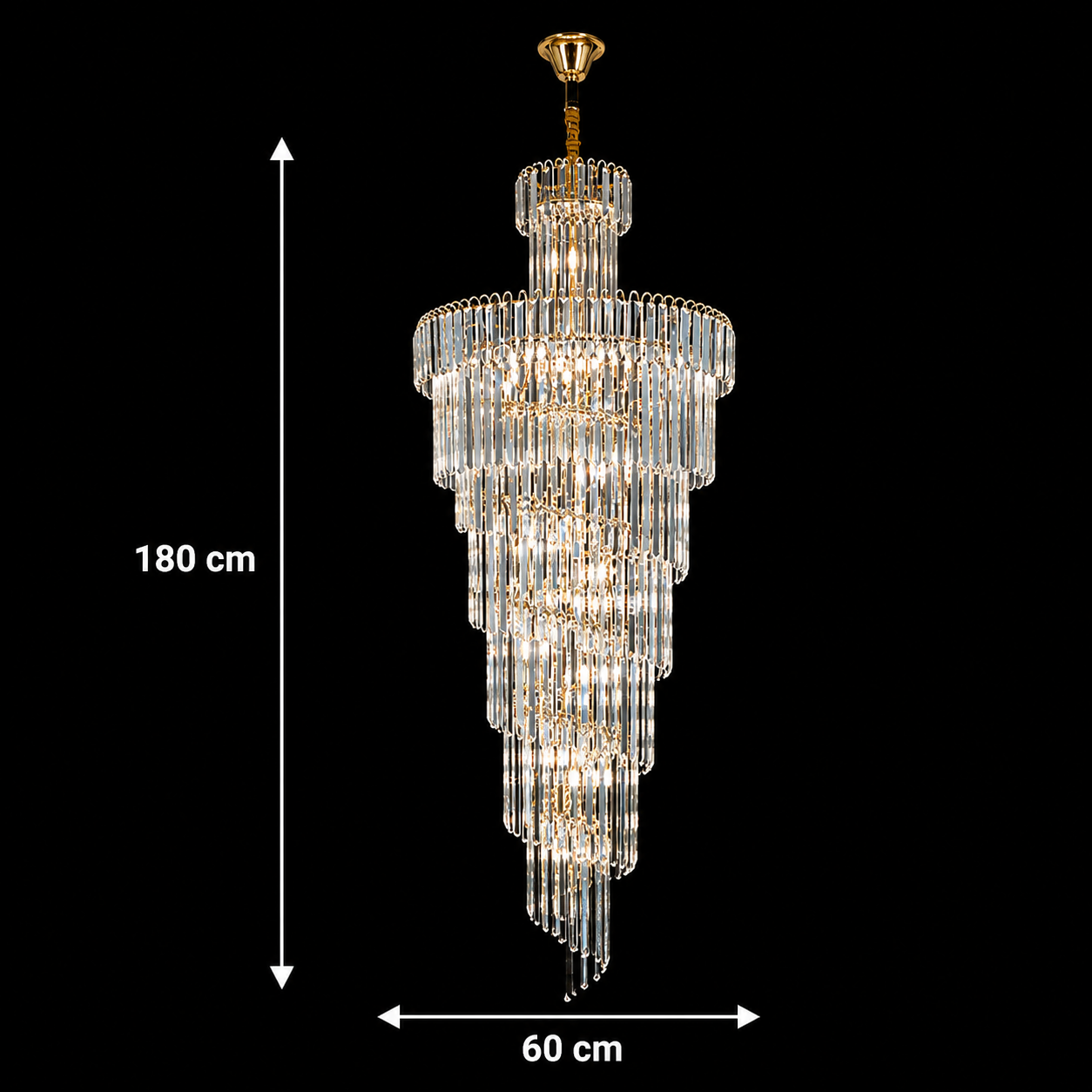 Lampadario in Cristallo BELLARIVA 27xE14, D60 cm, Oro, Metallo e Cristallo Lampadari in Cristallo Titolo predefinito Alessandro Design